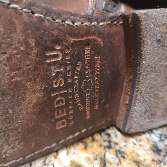 Bed Stu Bench Made Brown Leather Zip Buckle Knee High Boots Womens Size 8.5 - Picture 9 of 14